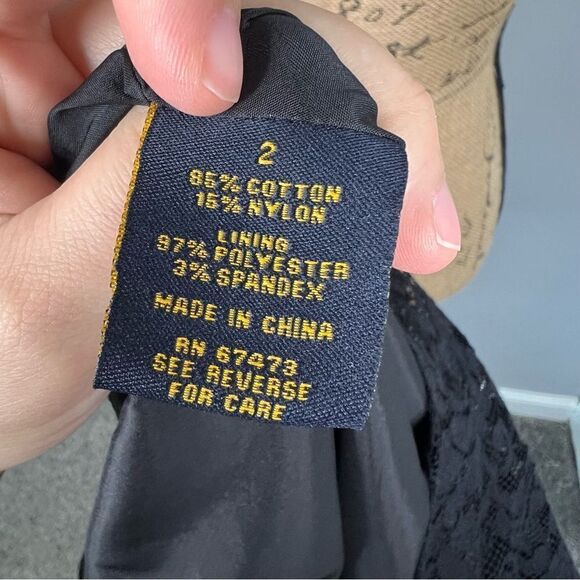 Sz 2 Just Taylor Black & Creme Lace Knee Length $69 MSRP - Picture 11 of 13